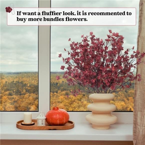 Fake Silk Flowers Artificial Flowers Babys Breath 6Pcs Fall Gypsophila Bouquet - Picture 6 of 7